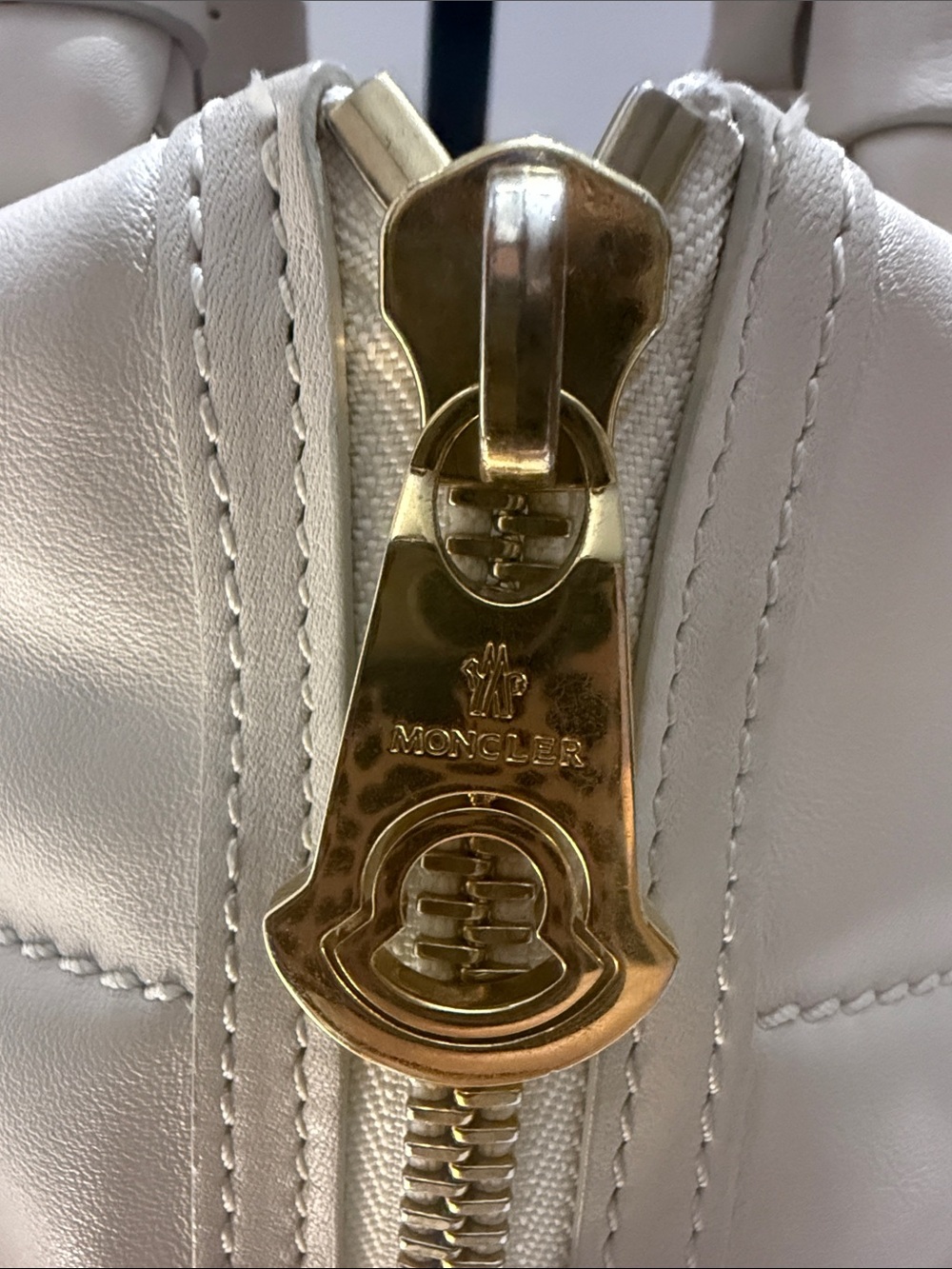 Moncler Amandine Borsa White Leather Puffer Satchel - Picture 3 of 15